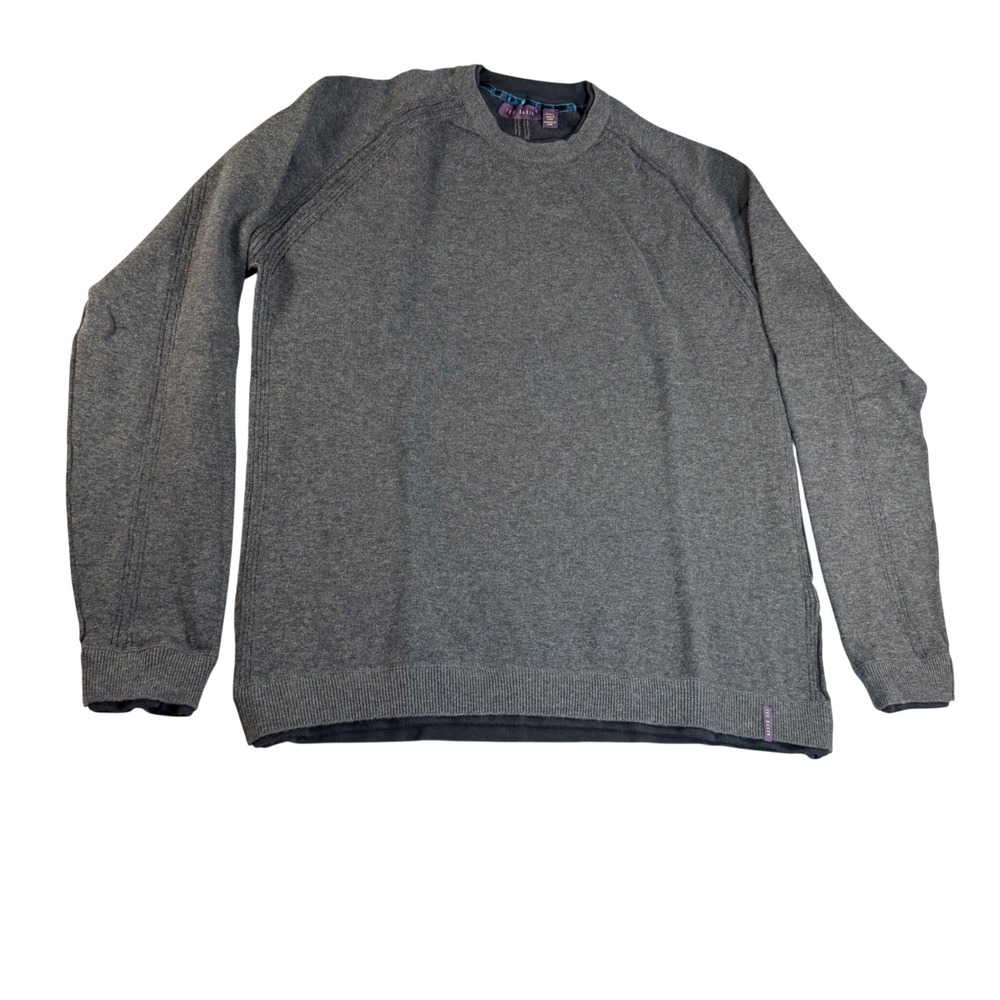 Ted Baker Mens Grey Cotton Wool Blend Crew Neck Sweater Size 5 XL
